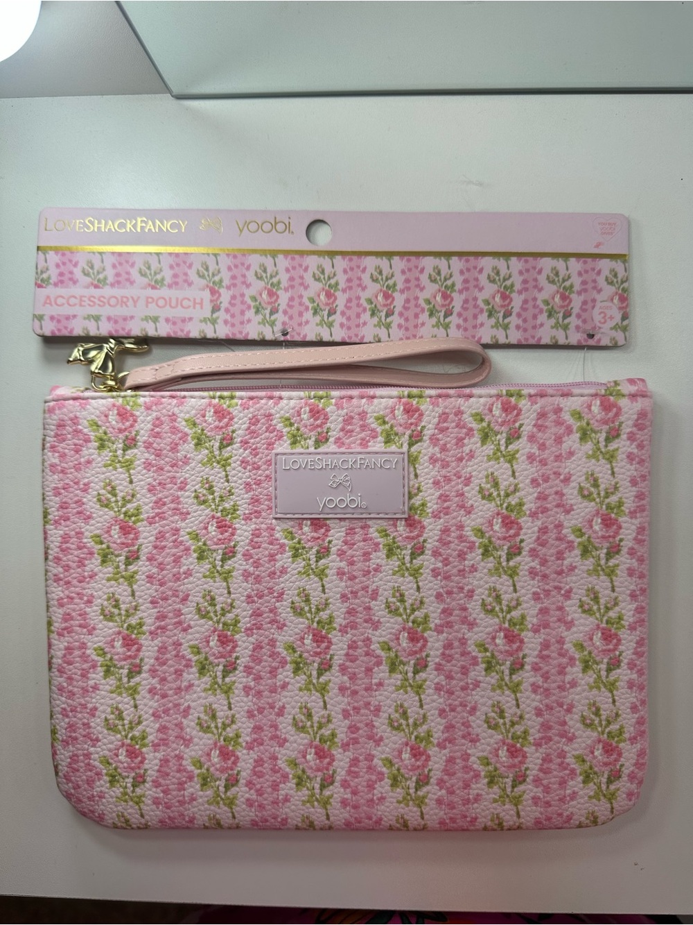 NWT LoveShackFancy Pink & Green Floral Wristlet Pouch x Target